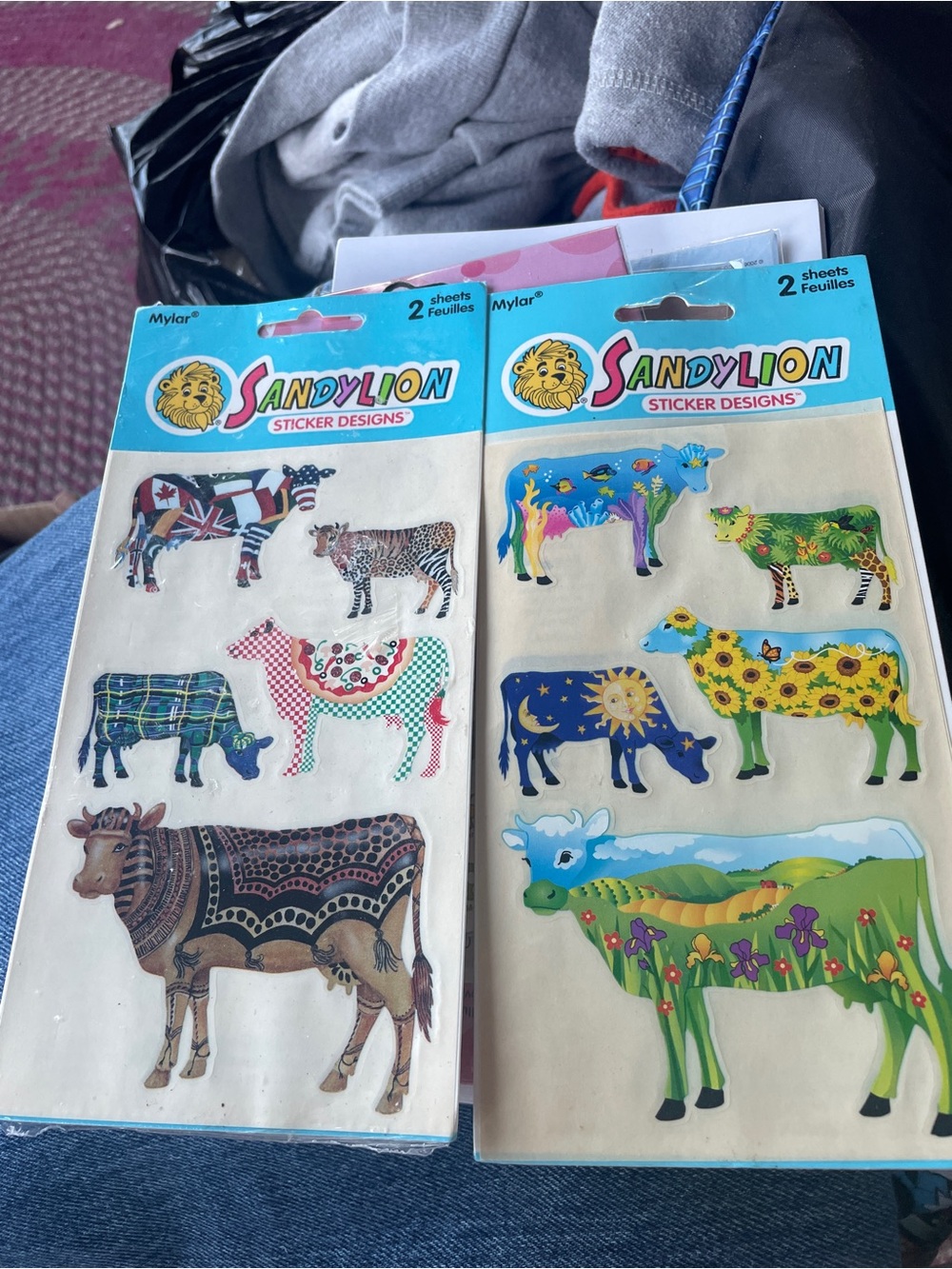 Sandylion Decorative Cow Sticker Sheets - Colorful Designs